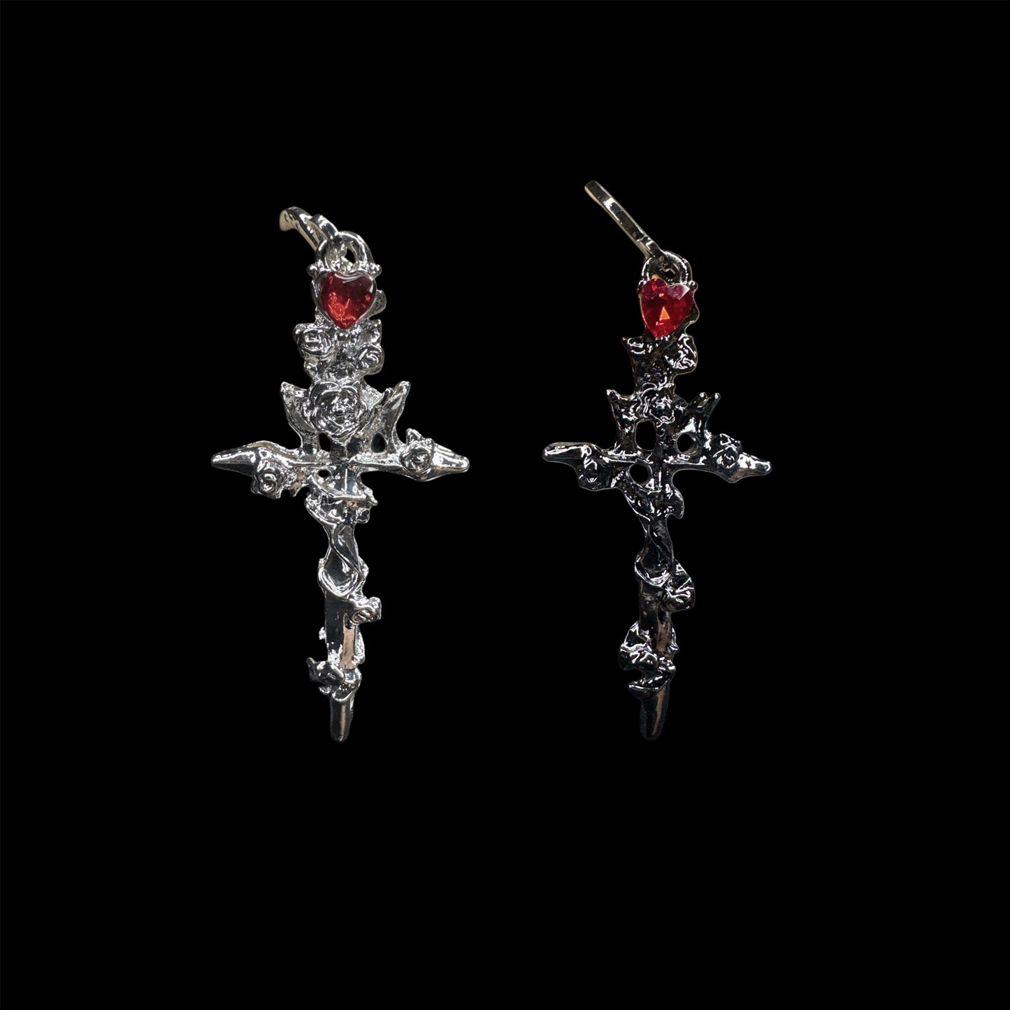 Molten Rose Cross Earrings