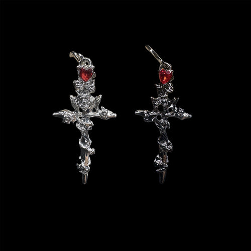 Molten Rose Cross Earrings