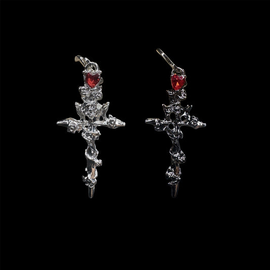 Molten Rose Cross Earrings