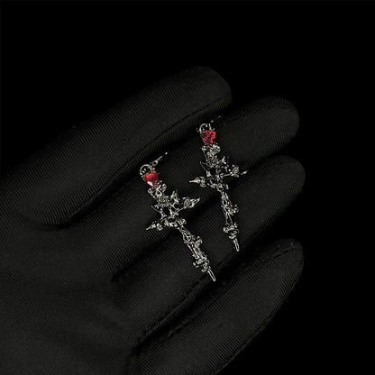 Molten Rose Cross Earrings